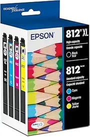 T812 DURABrite Ultra Ink High Capacity Black & Standard Color Cartridge Combo Pack (T812XL-BCS) for Select Epson Workforce Pro Printers