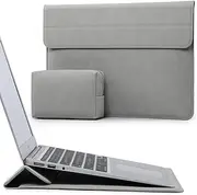 [HYZUO] 15 Inch Laptop Sleeve Case with Stand for MacBook Air 15 M4 A3241 M3 A3114 M2 A2941 2025-2023, 15" Surface Laptop 7/6/5/4, MacBook Pro 15 A1990 A1707 2019-2016, with Pouch, Light Grey