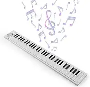 xinyee 61-Key Foldable Electronic Piano Multifunctional Electronic Piano Keyboard with LED Display Built-in Rechargeable Battery Portable Musical Instrument Digital Piano with Carrying Bag for Beginne