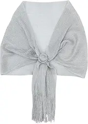 [BESPORTBLE] Sparkling Evening Wrap for Women Small Shawl Wedding Bridesmaid Accessory Silver Thread Stylish Comfortable