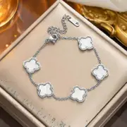 Four-leaf Clover Jewelry, Titanium Steel Bracelet white