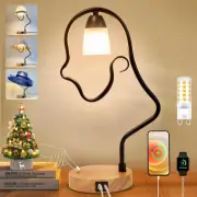 Touch Control Modern Table Lamp - Creative Hat Desk with USB C and Black
