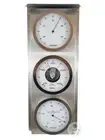 54cm Silver Outdoor Weather Station With Thermometer Barometer & Hygrometer By F