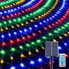 3M*2M Solar LED String Fairy Lights Net Mesh Curtain Outdoor Xmas Party Decor