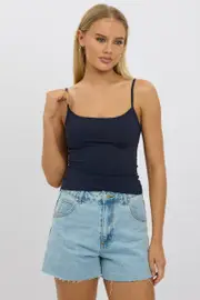 Blue Cami Top Thin Strap Supersoft - Size 16XL, Women's Singlet