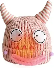 [JMEDIC] Soft Beanie Cartoon,Quirky Cow Horn Shape Knitting Hats for Adults and Children | Novelty Clothing for Halloween, Gathering, Travel, Children's Day, Party Pink