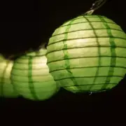 Grass Green Round Paper Lantern Party String Lights 4" Lanterns, 8FT Black Cord
