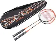 Professional Carbon Alloy Badminton Racket Set with Storage Bag 2 Pack Durable Lightweight Racquets for Training Competition Adults Orange 660mm Sports Equipment
