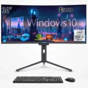 PC All IN One I3 10th 34 " Windows 10 4gb 240gb Curved FHD Computer Work _
