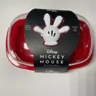 Disney Mickey Mouse Butter Dish Clear Lid & Red Plastic Base 4.5x7x3.5in. New