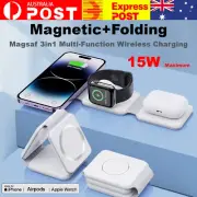 3 in 1 Foldable 15W Magnetic Wireless Charger Pad For Magsafe Apple iPhone Watch