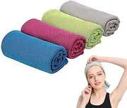 4 Piece Refreshing Towel, Soft Mesh Yoga Towel, Stay Cool, Suitable for Travel and Fitness, Use as Headband Bracelet