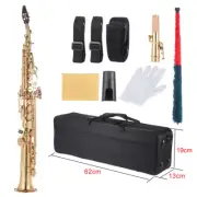 Professional Brass Straight Soprano Saxophone Bb B Flat Sax with Carry Case C1W8