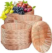 36 Pieces Plastic Wicker Oval Basket Woven Food Storage Small Empty Gift Baskets Brown Fruit Bread for Kitchen, Restaurant, Centerpiece Display, Christmas Gifts, 9.5 x 6.3 2.4 Inch