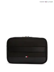 Tommy Hilfiger Black Metal Logo Mesh Pocket Washbag (H52357) | $127