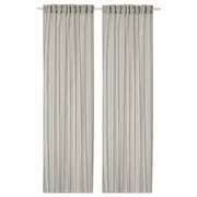 HÄLLEBRÄCKA sheer curtains, 1 pair, light grey/with heading tape, 145x250 cm