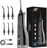 ZEXIS ZX-300 Water Dental Flosser Professional Irrigator for Dental & Oral Care with 6 Tips 4 Modes 310mL Large Capacity IPX7 Waterproof Rechargeable and Portable Cordless Deep Clean Teeth for Home &Travel (Black)