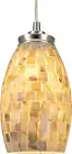 Coast 9" Modern Oval Mini Pendant Light + Hand-Crafted Mosaic Sea Shell Glass, B
