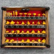 34 Pcs Router Bit Set Tungsten Woodworking Router Cutter with Drawer Wood Box