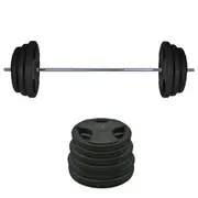 125kg Rubber Coated Ez Grip Cast Iron Weight Plate +150cm Barbell Bar Weight Set