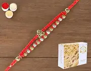 Ghasitaram Gifts Rakhi for Brother Rakhis Online - RM-668 Premium Rakhi with 400 GMS of Soan Papdi