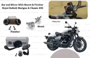 Bar End Mirror With Finisher & Mount For "Royal Enfield Shotgun & Classic 650"