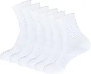 [Pauboland] Womens 6-Pack White Anti Sweat Odor Control Blister Proof Quarter Crew Cotton Sports Running Socks, Size 6-10, 6-pack White, 6-10