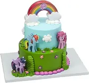 DecoSet® My Little Pony™ Over The Rainbow Signature Cake Topper, 4 Piece Decoration, Rainbow Dash, Pinkie Pie, and Twilight Sparkle, A Rainbow Coin Bank, Collectable Figurines For Birthday