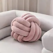 Wwxx Knot Ball Throw Pillow, Round Knotted Plush Cushion Accent Pillow For Preppy xh Pink 27CM