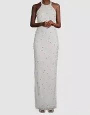 $365 Aidan By Aidan Mattox Women's Beaded Halter Gown Dress Size 4