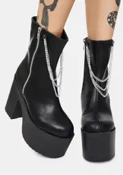 Ink It's Going Down Platform Chain Ankle Boots