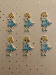 6 Pcs Lot Young Cinderella Flatback Resin Cabochon Hair Bow Center Supplies.