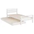 Bed Frame Single Size 2-In-1 Trundle Wooden White Avis