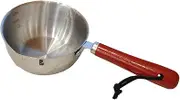 Butter Warmer Pot, Mini Milk Warmer Pot Stainless Steel Milk Warmer for Coffee, Small Saucepan Heating Cookware Soup Wamer Pan with Heat Resistand Wooden Handle (Silvery, One Size)