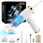 ODPPVAC Car Vacuum Cordless Rechargeable, 8kPa Wireless Handheld car Vacuum Cleaner, Mini Portable Vacuum Cleaner for car Vacuum Cleaner and Compressed air Duster 2 in 1 (White)