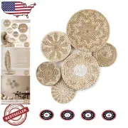 Unique Natural Wicker Wall Art Set of 6 Handcrafted Baskets for Home Decor