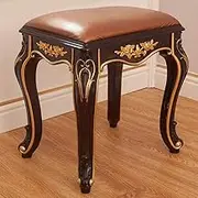 Footstool Dressing Table Make-up armless Dressing Chair Dressing Table Makeup Bench with Floral Trim White/Black/Antique Brown (Color: F)