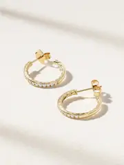 [David Yurman] David Yurman - 18-karat Gold Diamond Hoop Earrings - One size One size Gold