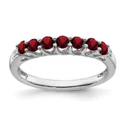 14k White Gold Garnet and Real Diamond 7-stone Ring