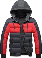 [JEShifangjiusu] Men'S Big And Tall Lightweight Puffer Jacket Quilted Warm Winter Coat Waterproof Winter Parker With Hood, Blue B2, Large