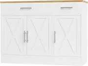 Shintenchi Mao Sideboard Buffet Cabinet, 2 Drawers and 3 Doors, White