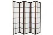 Cross Room Divider Screen Brown 5 Panel