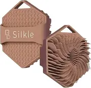 SILKLE Silicone Body Scrubber - Exfoliating Bath Brush and Skin Cleanser - Shower Sponge for Gentle Body Scrub and Wash - Silicone Scrubbing Care Tool for a Refreshed and Renewed You - Brown