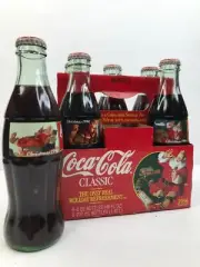 COCA COLA 6pk of 8oz. Bottles Christmas collectible Coke bottles 1996 Vtg