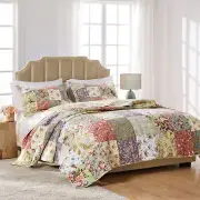 Country Floral Patchwork 3 pc Cotton Quilt Set Twin Full Queen King Bed Coverlet