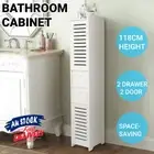 118cm Bathroom Storage Cabinet Organiser Cupboard Shelf Laundry Toilet Tall Slim
