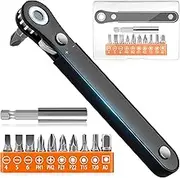 Right Angle Screwdriver Set Mens Gifts, Mini Ratcheting 90 Degree Offset Screwdriver Pocket Mini Low Profile Ratchet Wrench Bit Socket Set Sewing Machine Tool Stocking Stuffers Mens Gifts for Him