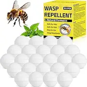 YJOO 24PCS Wasp Repellent Balls Patio, Natural Peppermint Oil Bee Deterrent for Indoor & Outdoor, Natural Pest Control, Safety for Pet and Kids, Repels Bee, Yellowjacket, Hornet, Wasp, Mud Dauber
