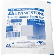 Livingstone Sterile Gauze Swabs 7.5x7.5cm 3 Pack x100