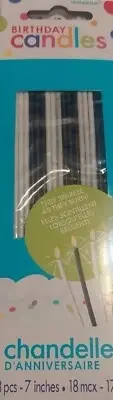 Amscan Birthday Candles 18 Piece 7 Inches long Sparkle Black & White